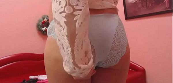  Mature try for you collection of her panties.